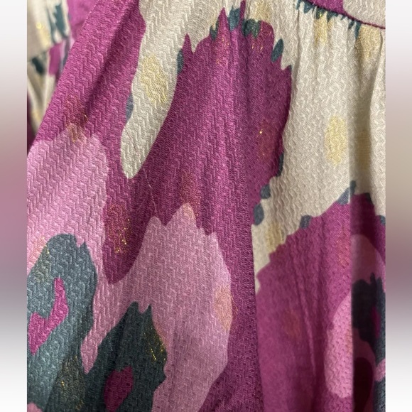 Oliphant Balloon Waisted Mini Patola Purple Small S Floral Gold Pleated Skirt - Picture 6 of 9